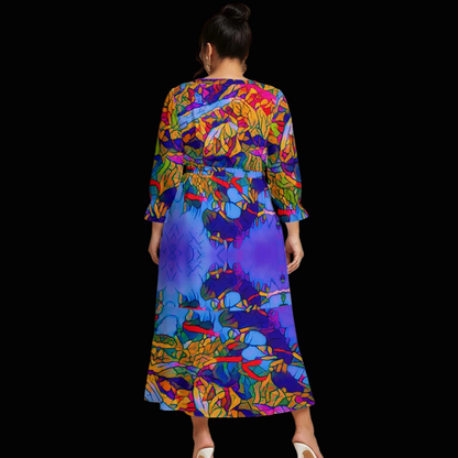 “Cerulean Spectrum Gown”.Women’s Maxi Dress|Plus Size