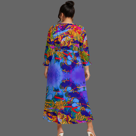 “Cerulean Spectrum Gown”.Women’s Maxi Dress|Plus Size