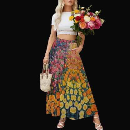 “Floriana”  Women's Maxi Chiffon Skirts With Lining