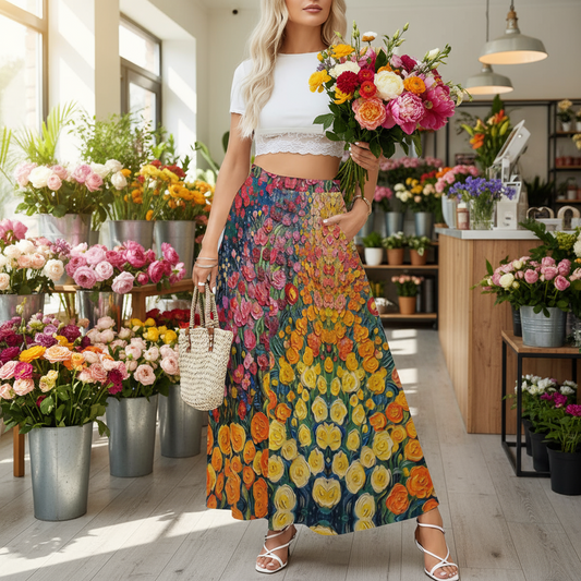 “Floriana”  Women's Maxi Chiffon Skirts With Lining