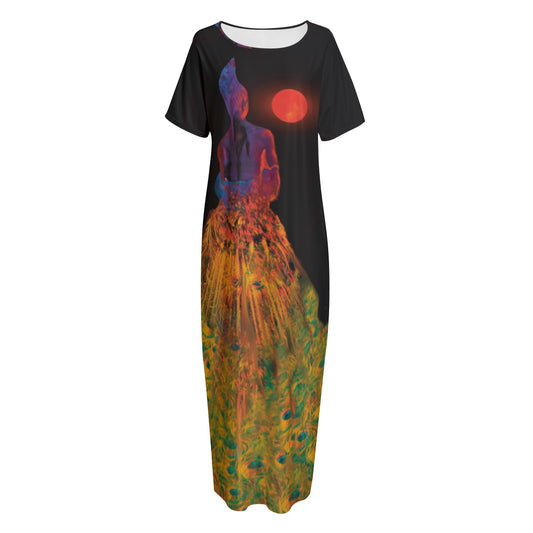 “Blood Moon” Women's Long Dress With Pocket