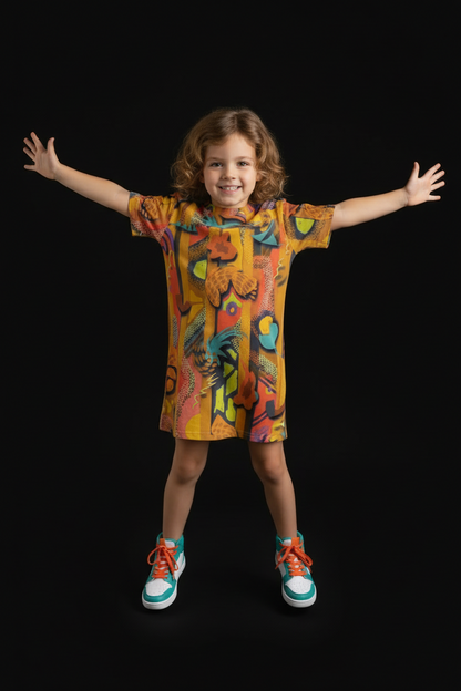 “Labyrinth” - Mustard. Children's Round Neck T-Shirt|145GSM Birdseye