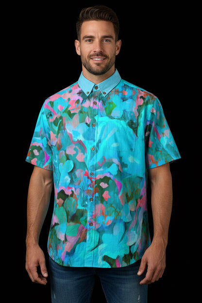 “Aqua Flora” Men's Breathable Cotton Shirt|125GSM