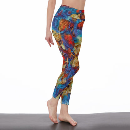 “Marbled Tides II” Women's High Waist Leggings | Side Stitch Closure