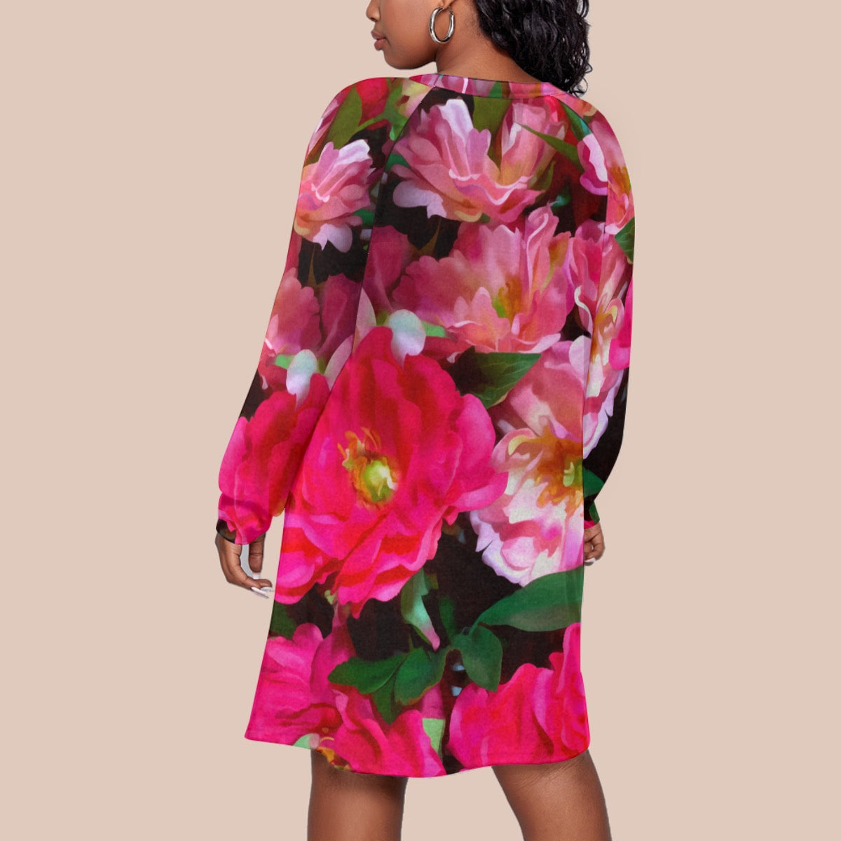 “Summer Blush” Women's Dress With Raglan Sleeve(Plus Size)