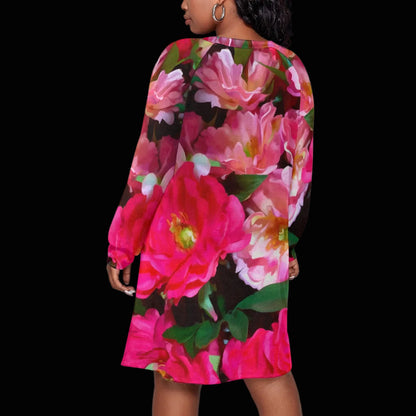 “Summer Blush” Women's Dress With Raglan Sleeve(Plus Size)