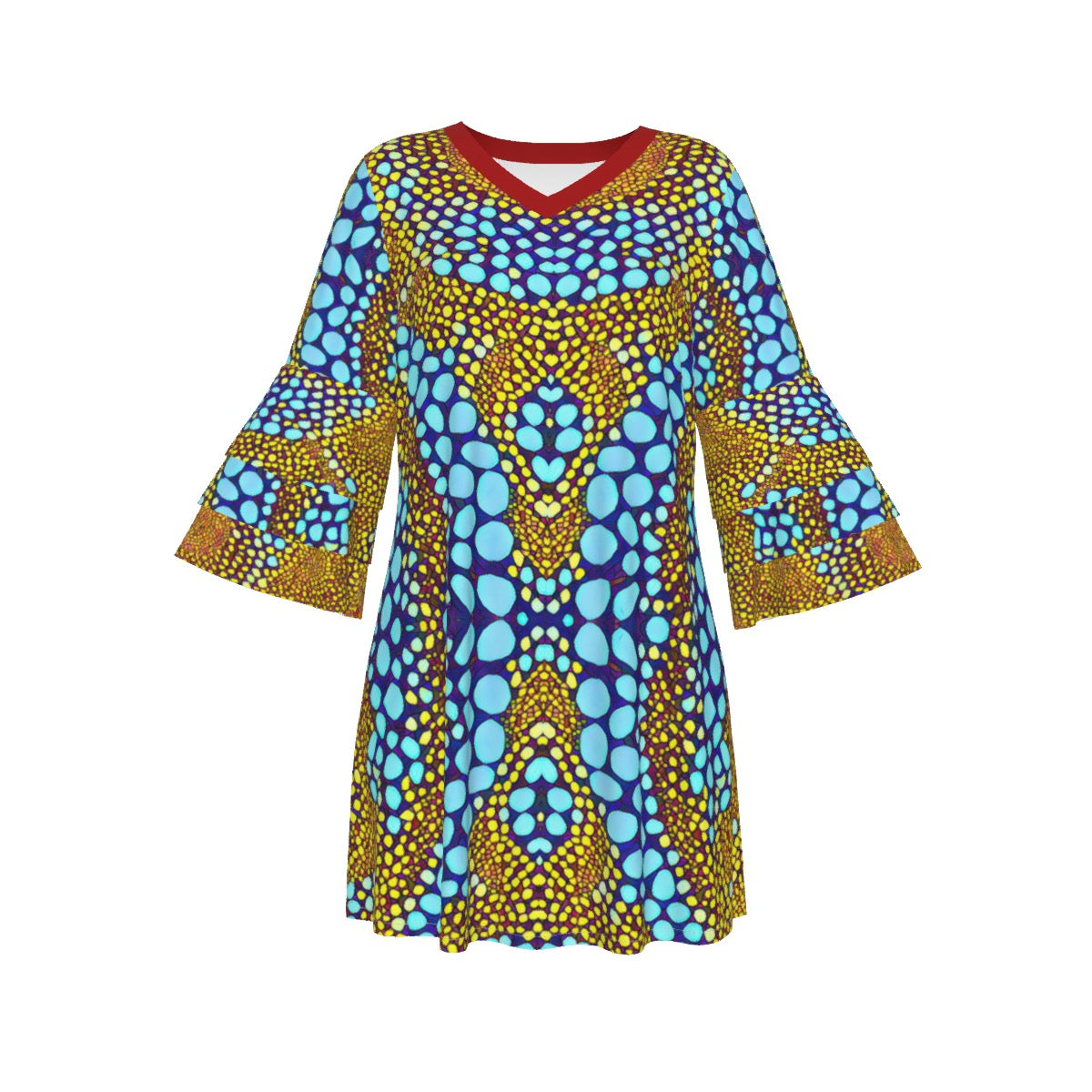 “Sunstone” Women's Stacked Ruffle Sleeve Dress