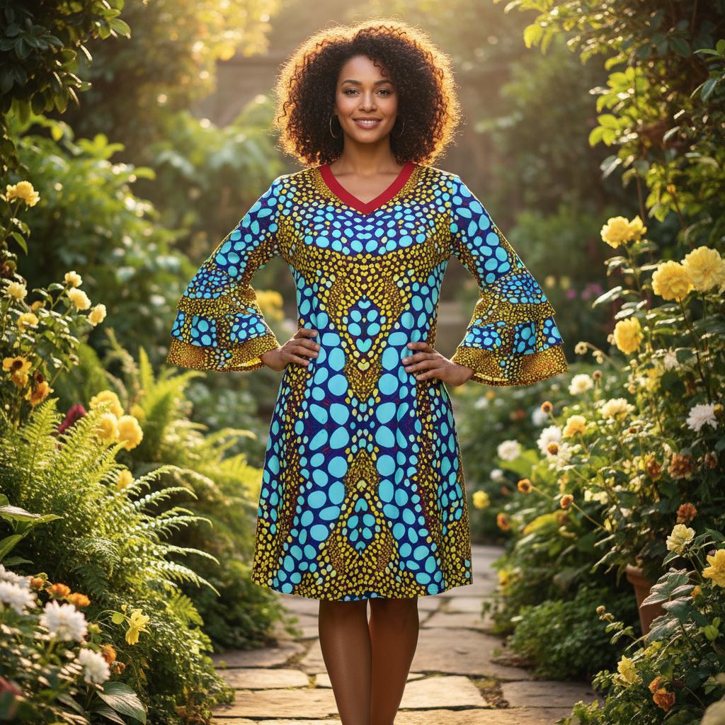 “Sunstone” Women's Stacked Ruffle Sleeve Dress