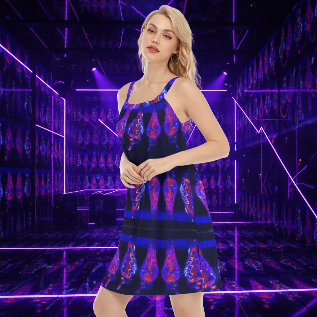 “Chromatic Resonance” Women's Sleeveless Cami Dress