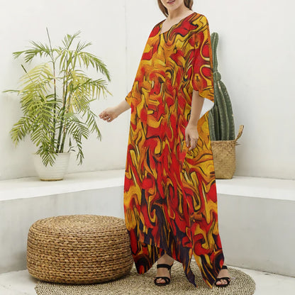 “Ravenous” Women's Imitation Silk V-neck Kaftan Robe