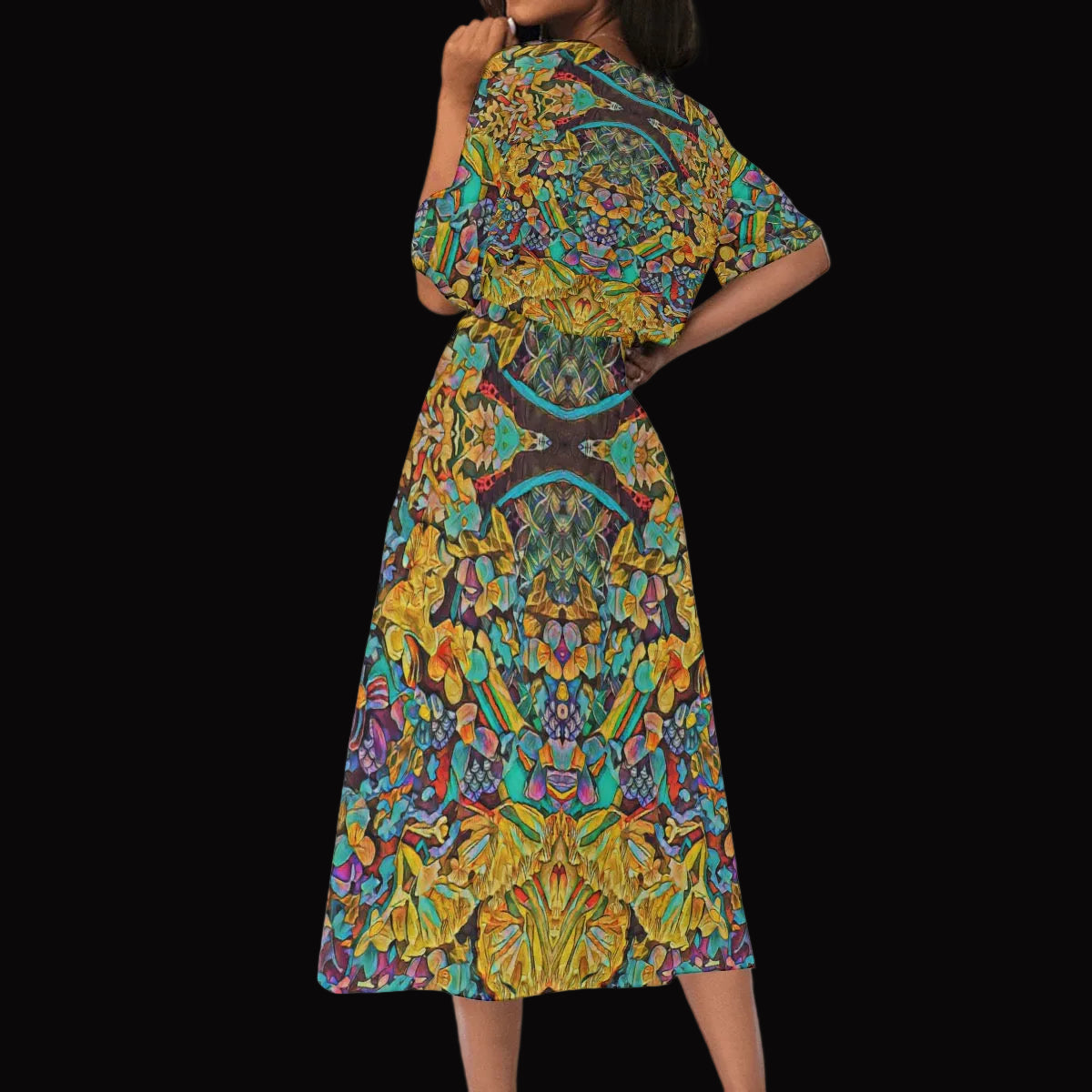 “Chromatic Dream” Women's Elastic Waist Dress