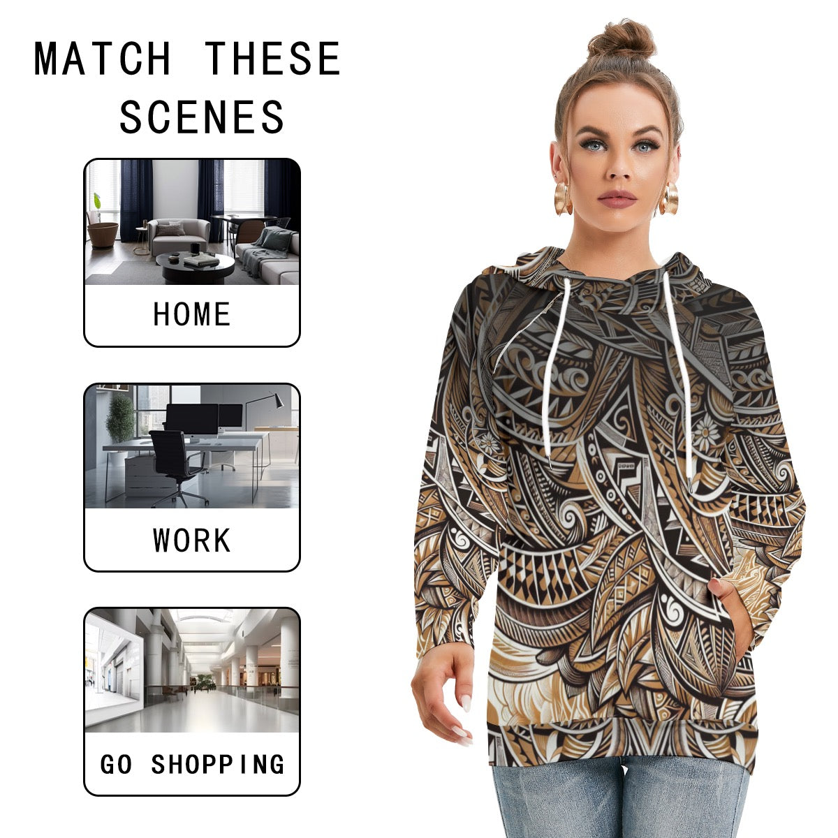 “Earthen Echoes” Women's Hoodie With Double Hood