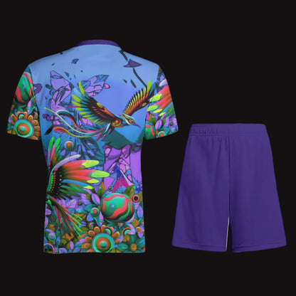 “Purple Garden of Delights” Children's Sports T-Shirt Set