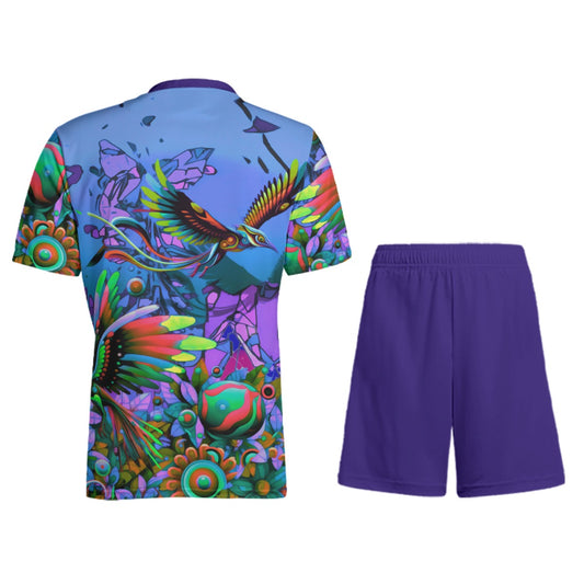 “Purple Garden of Delights” Children's Sports T-Shirt Set