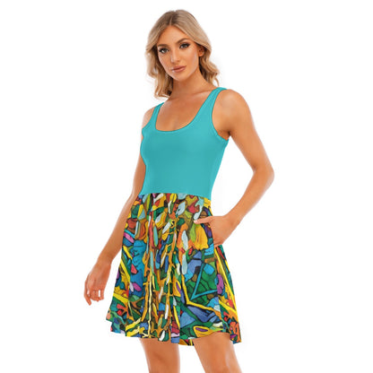 “Rainbow Wisteria” Women's Tank Vest Dress