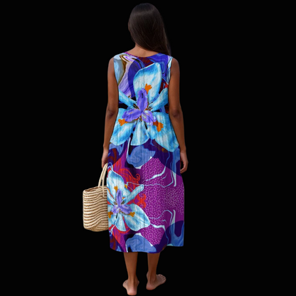 “The Blue Dietes” Sleeveless Dress|125GSM Slub Cotton