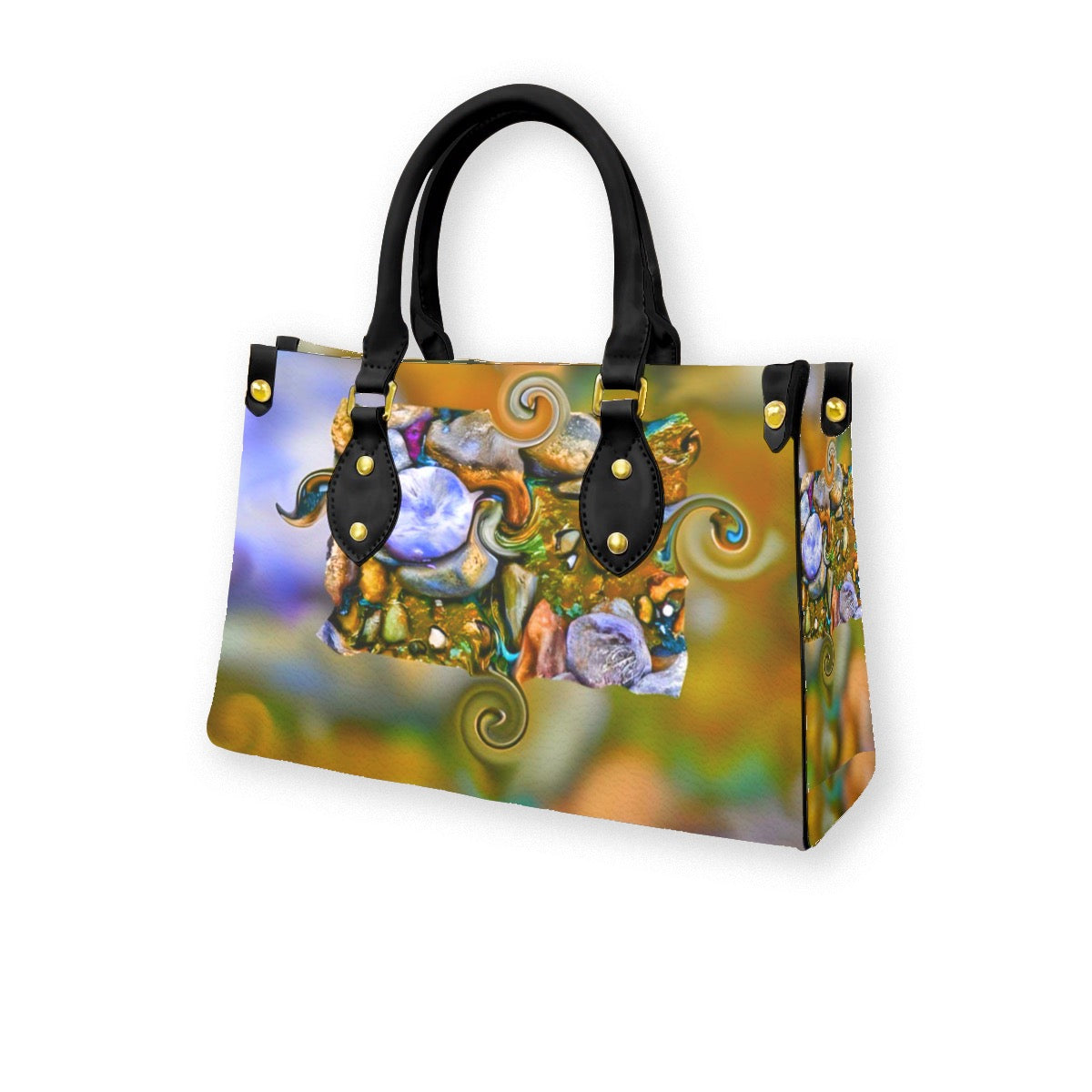 “River Stones” Women's Tote Bag With Black Handle
