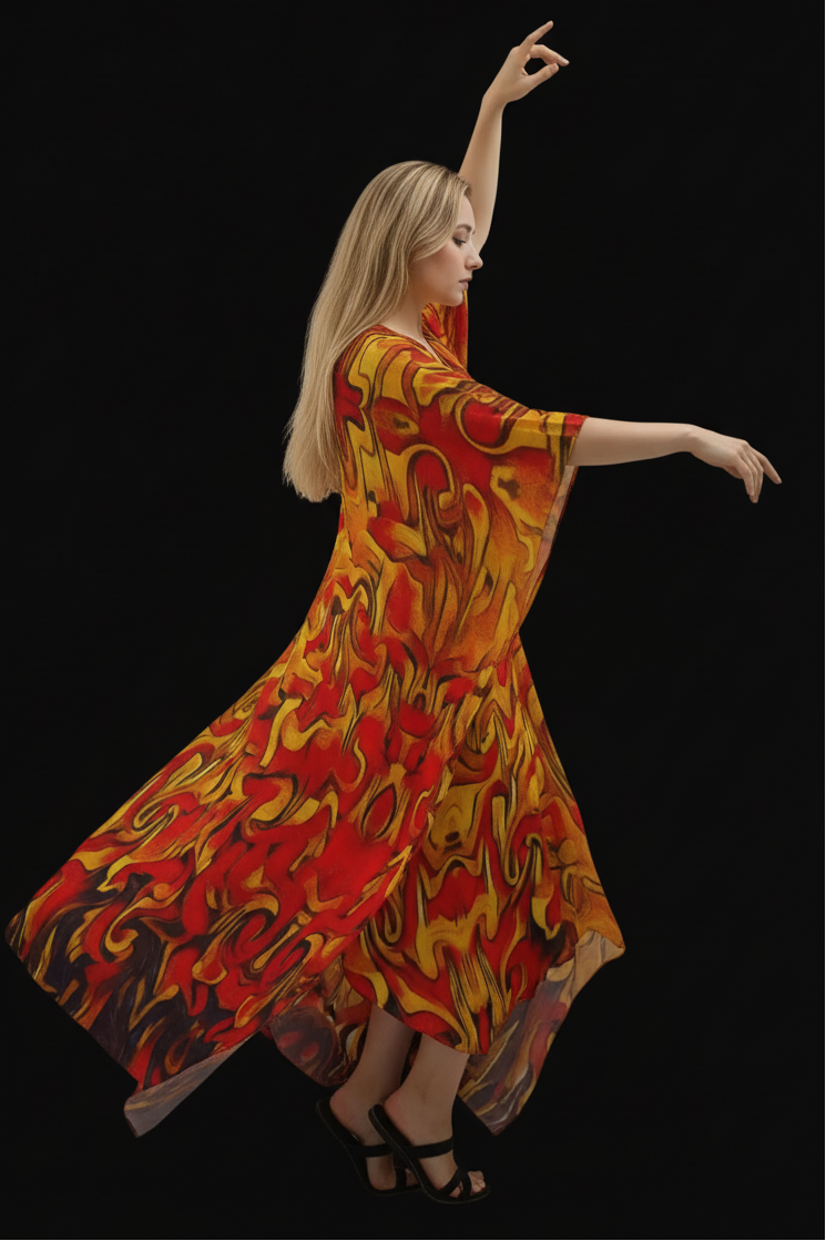 “Ravenous” Women's Imitation Silk V-neck Kaftan Robe