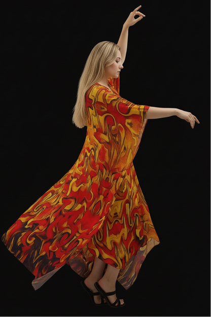 “Ravenous” Women's Imitation Silk V-neck Kaftan Robe