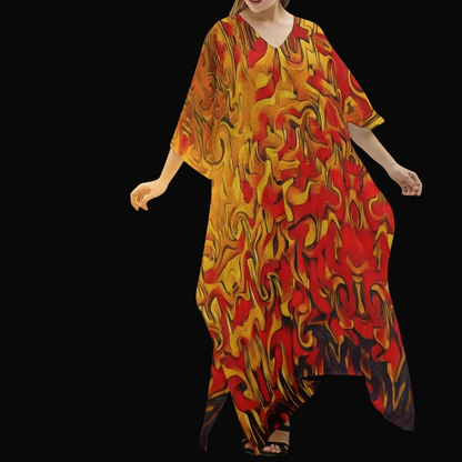 “Ravenous” Women's Imitation Silk V-neck Kaftan Robe