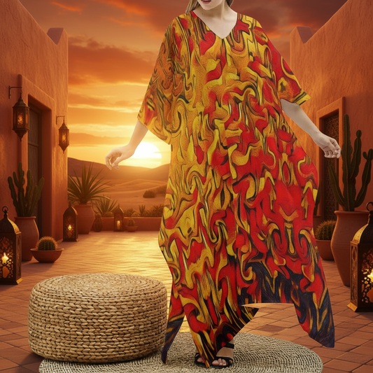 “Ravenous” Women's Imitation Silk V-neck Kaftan Robe