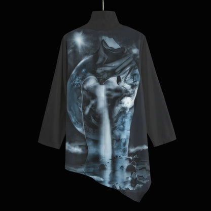 “Equinox” Women's Turtleneck T-shirt With Sloping Hem