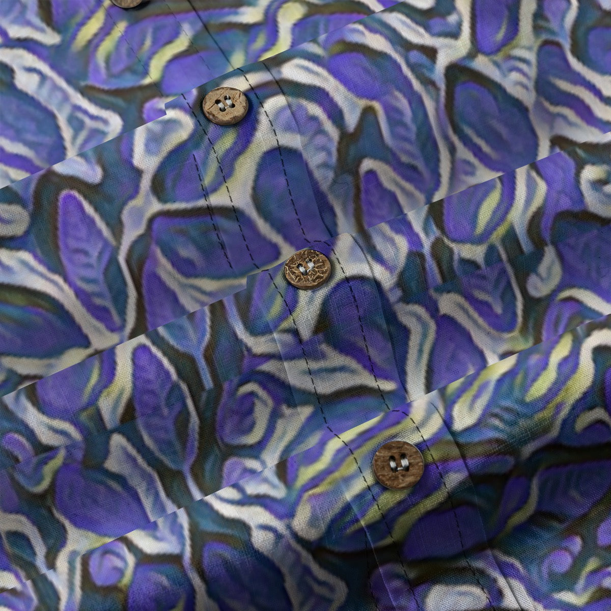 “Indigo Bloom“ Men's Casual Lapel Long Sleeve Shirt|125GSM Cotton