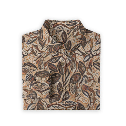 “Rustic Foliage “ Men's Casual Lapel Long Sleeve Shirt|125GSM Cotton