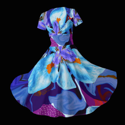 “The Blue Dietes” Short Sleeve V Neck Midi Dress