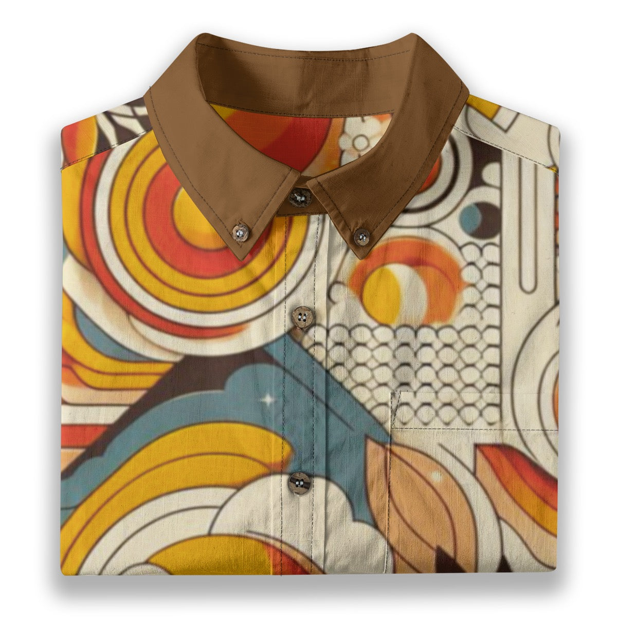 “Retro Geometry” Men's Breathable Cotton Shirt|125GSM