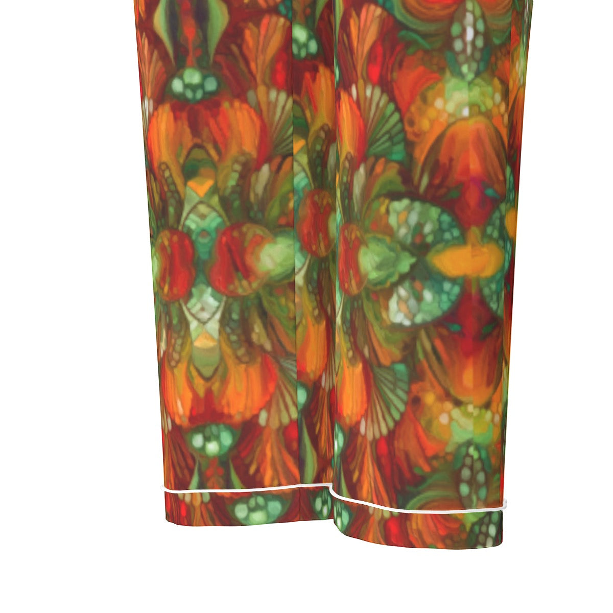 “Botanic Nebula” Women's Long Sleeve Pajama Set With White Contrast Piping