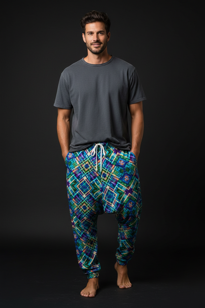 “Ocean Plaid”  Men’s Harem Pants