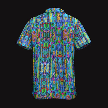 “Labyrinth”  Blue: Men's Business Collared Shirt|115GSM Cotton poplin