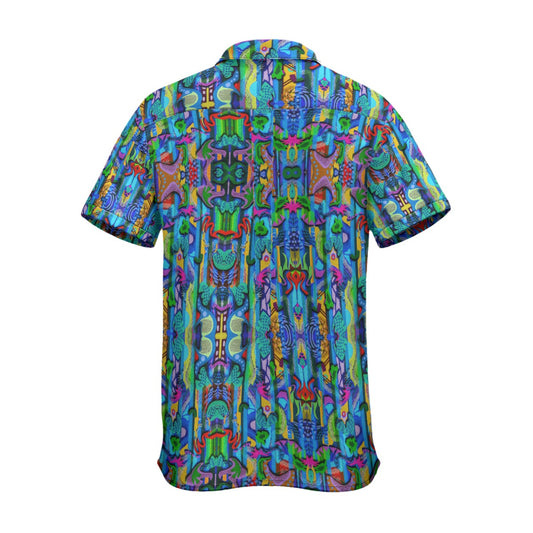 “Labyrinth”  Blue: Men's Business Collared Shirt|115GSM Cotton poplin