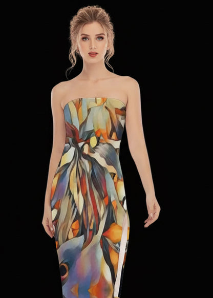 “Outback Hues”  Women's Side Split Tube Top Dress