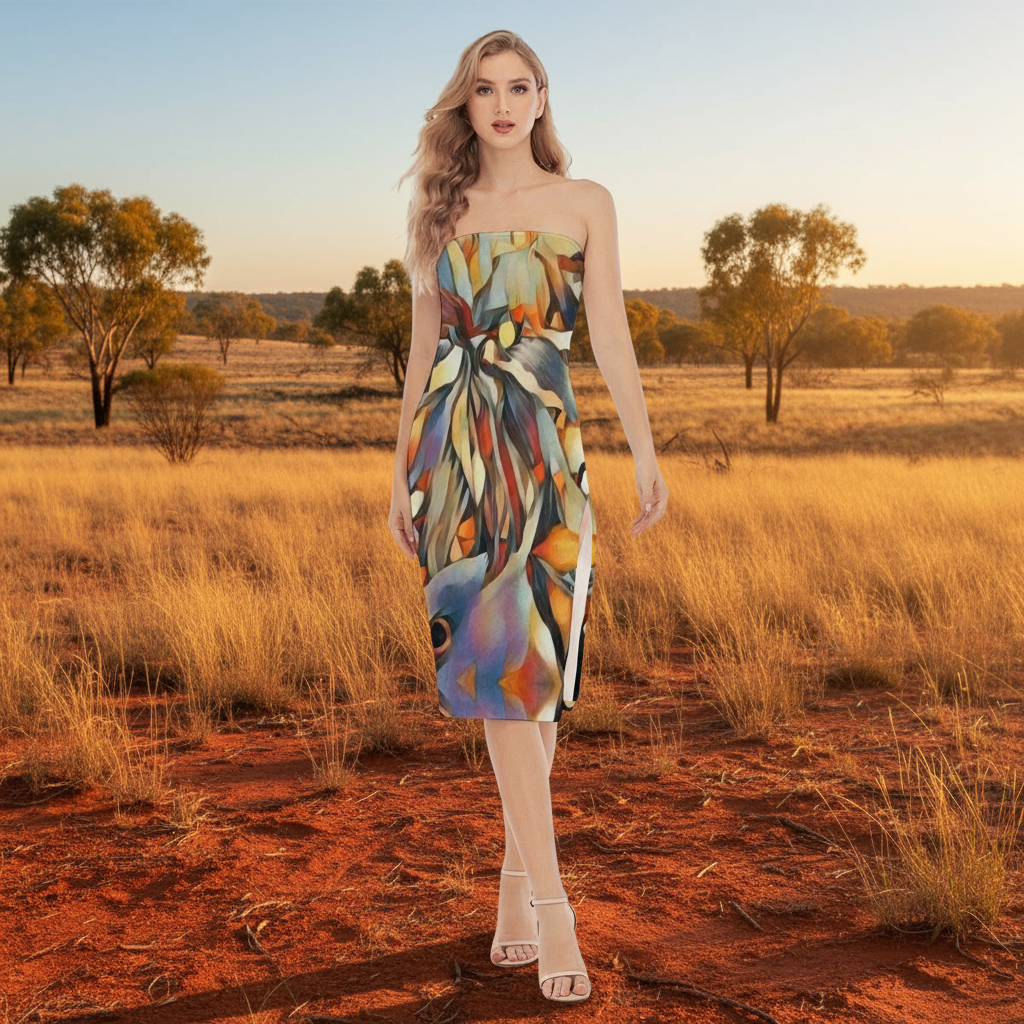 “Outback Hues”  Women's Side Split Tube Top Dress