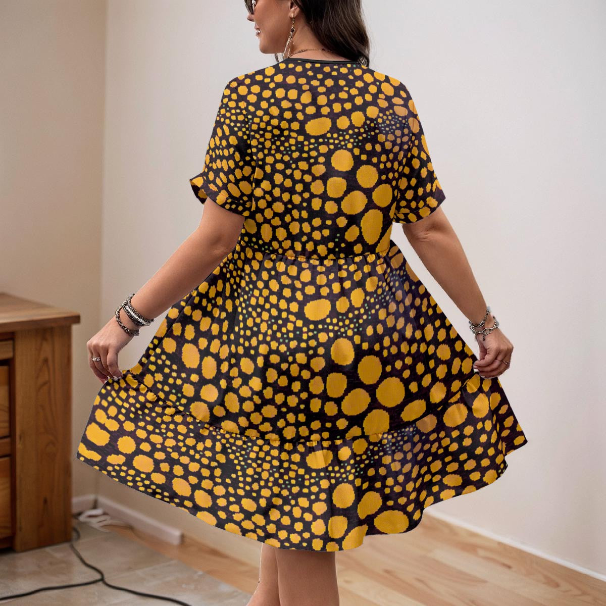 “Spot Me” Women’s Floral V-Neck Short Sleeve Dress