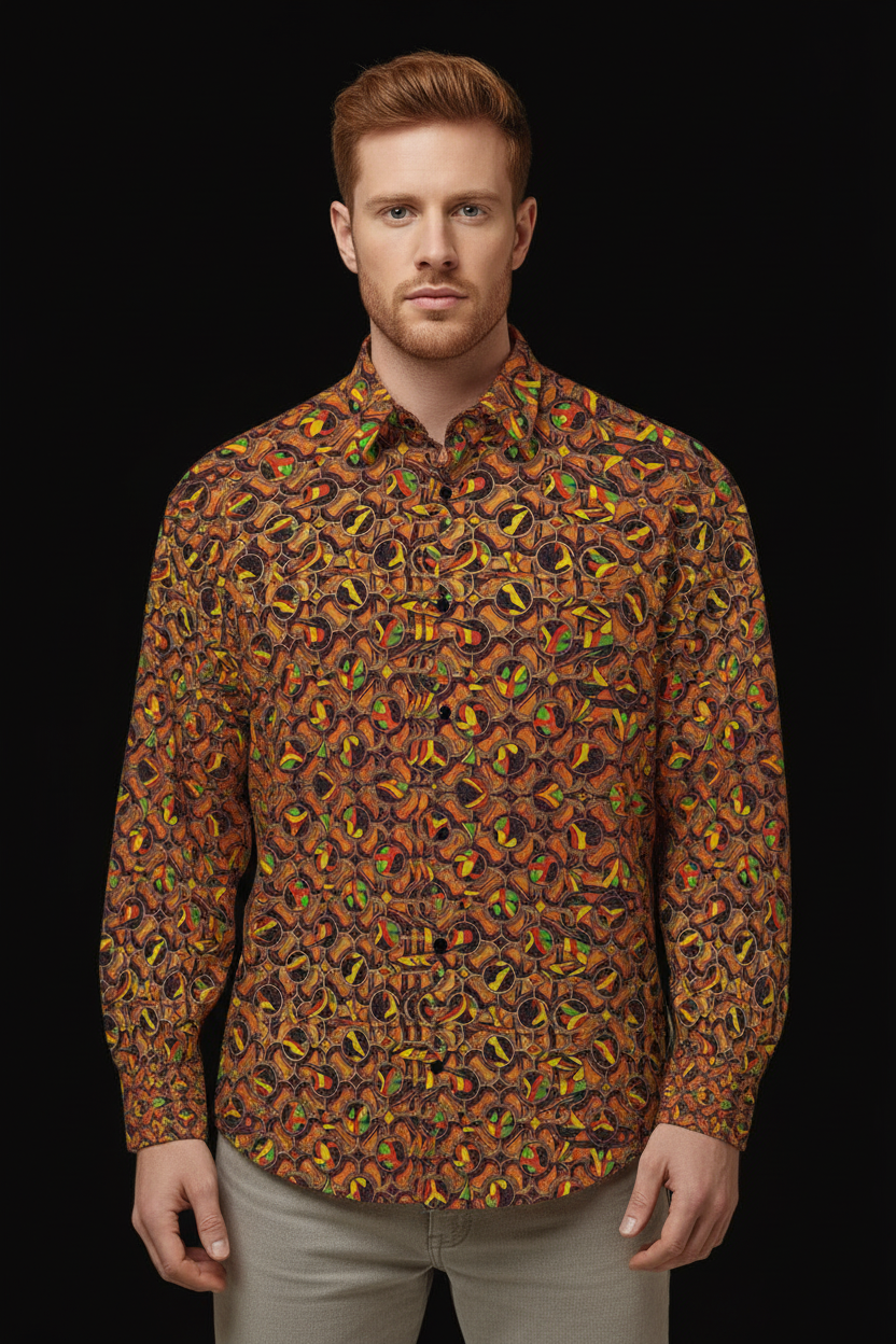 “Nexus” Toffee- Men's Slim Fit Long Sleeve Shirt
