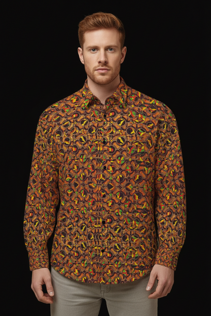 “Nexus” Toffee- Men's Slim Fit Long Sleeve Shirt