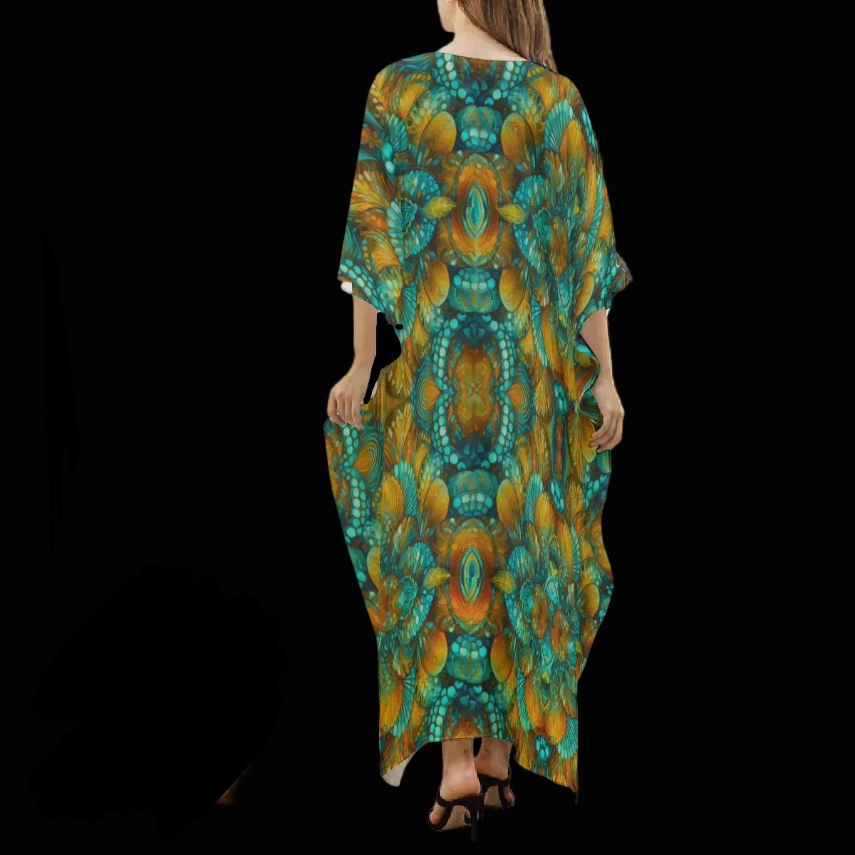 “Jewel Cascade” Women's Imitation Silk V-neck Kaftan Robe