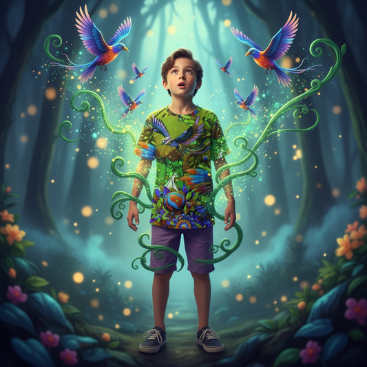 “The delightful garden” - Green Children's Round Neck T-Shirt|145GSM Birdseye