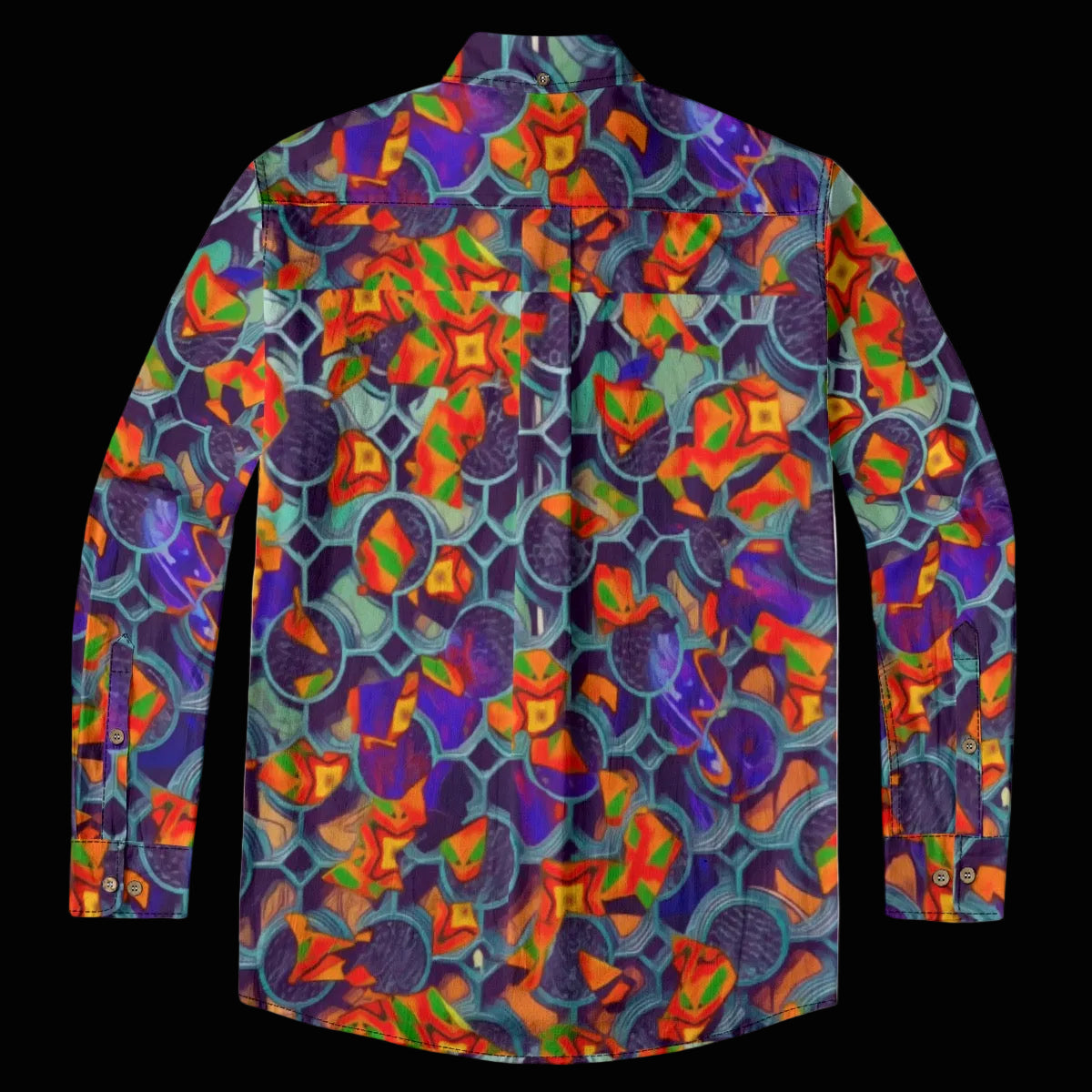 “Botanic Nebula” Men's Casual Lapel Long Sleeve Shirt|125GSM Cotton