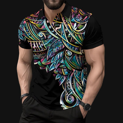 “Paua” Short Sleeve Button Polo Shirt