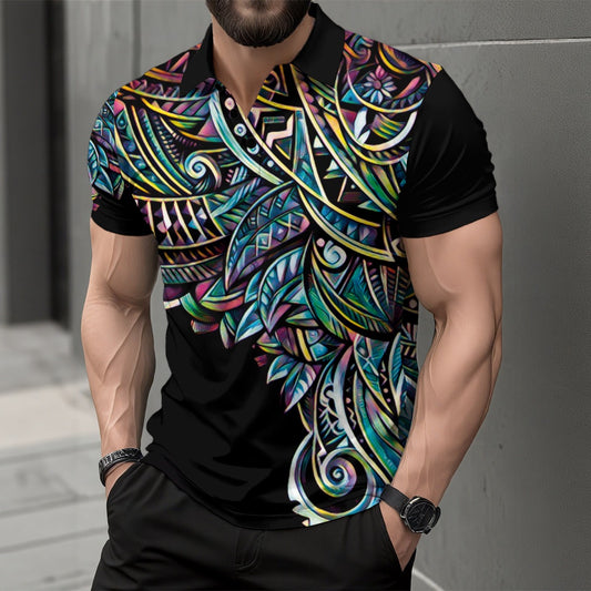 “Paua” Short Sleeve Button Polo Shirt