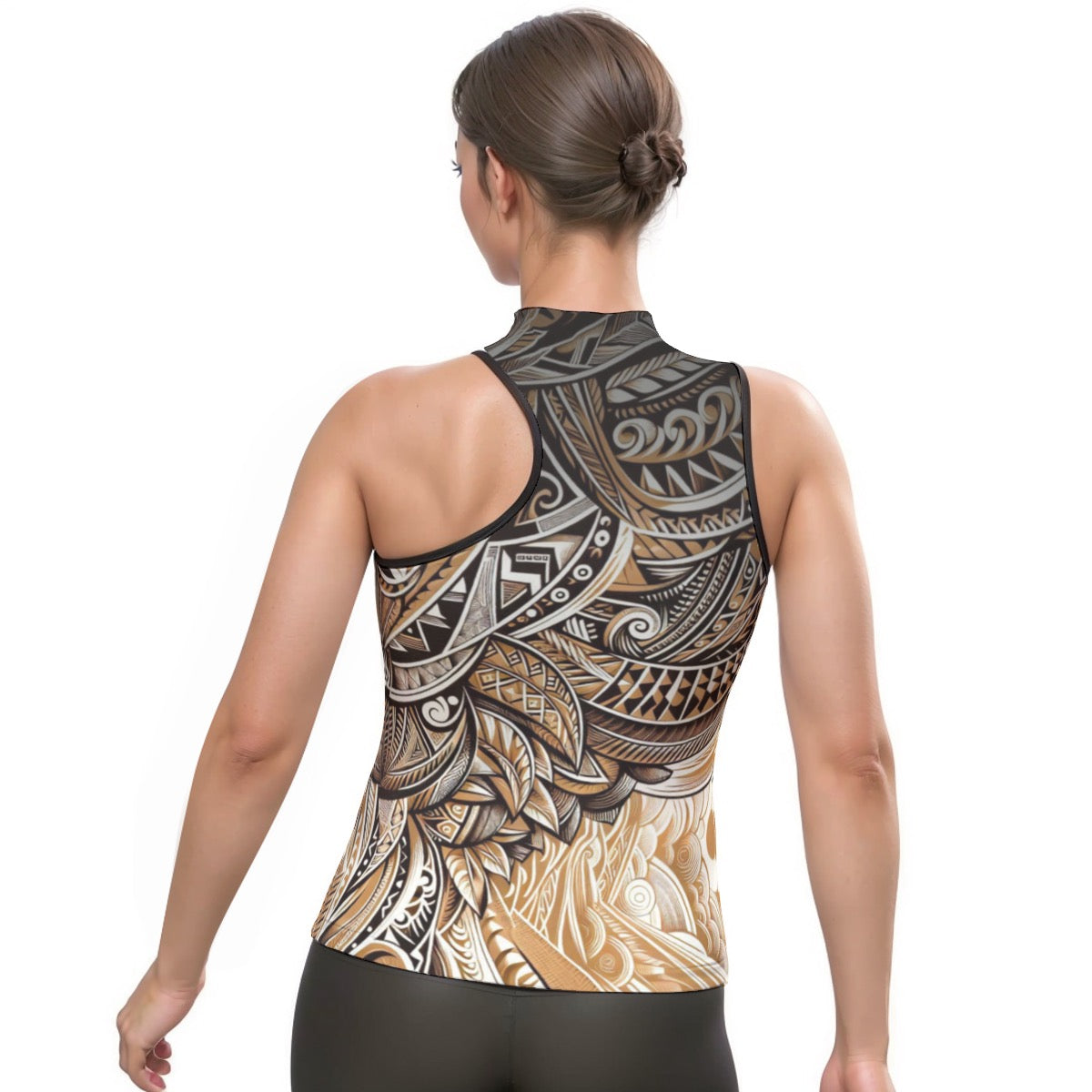 “Earthen Echoes” Women's Halter Sleeveless Asymmetrical Tank Top