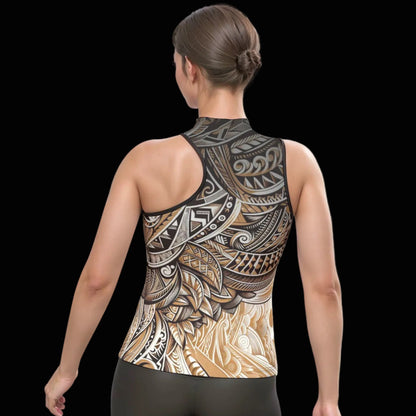 “Earthen Echoes” Women's Halter Sleeveless Asymmetrical Tank Top