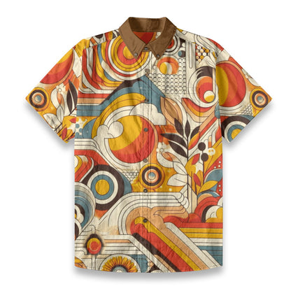 “Retro Geometry” Men's Breathable Cotton Shirt|125GSM