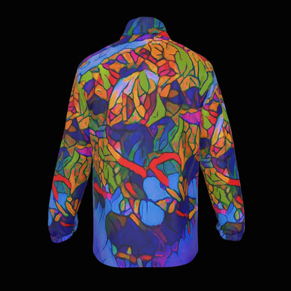 “Cerulean Spectrum” Men's Stand-up Collar Zip-up Windproof Jacket