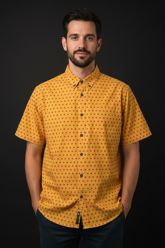 “Red Dot” Men's Breathable Cotton Shirt|125GSM