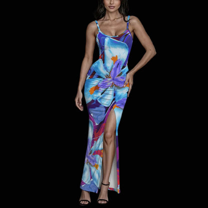 “The Blue Dietes” Long Dress with Slit
